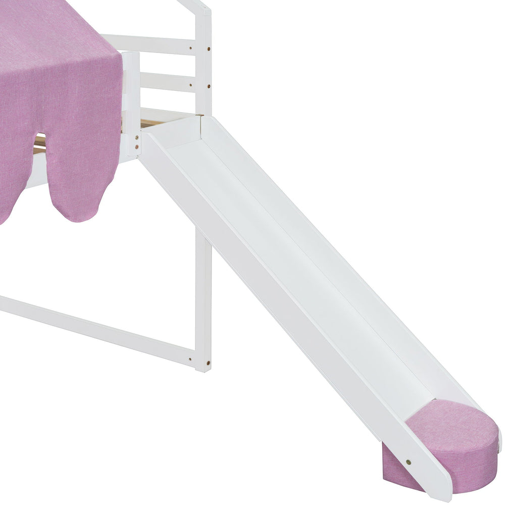 Loft Bed With House Shaped Frame And Tent