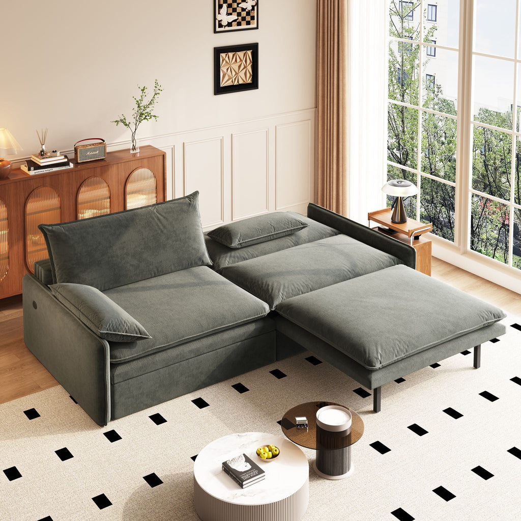 4 Seat Convertible Sleeper Sofa Bed, Modern With Storage