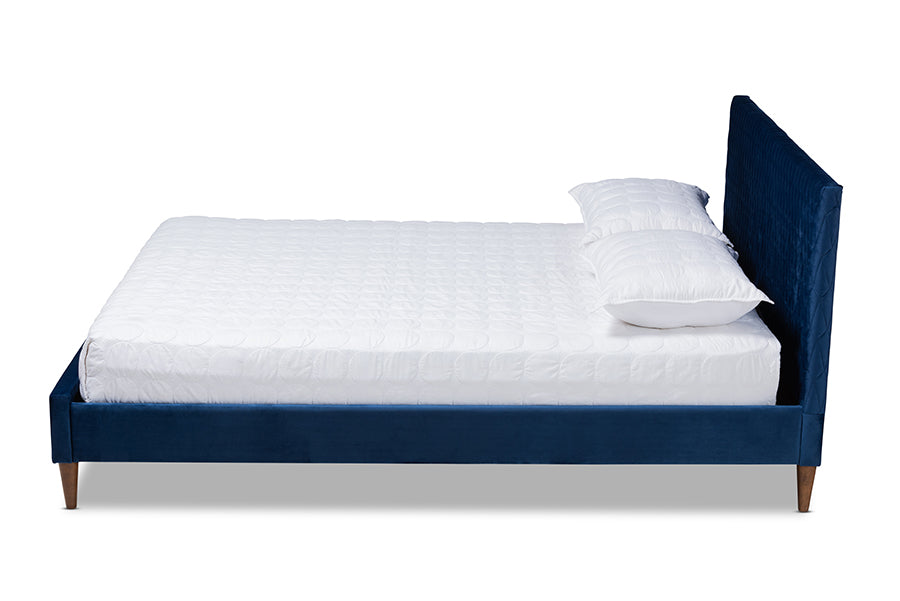 Baxton Studio Frida Glam and Luxe Royal Blue Velvet Fabric Upholstered Full Size Bed