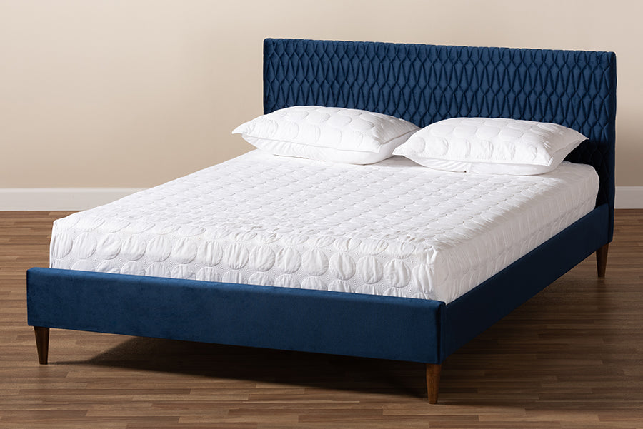 Baxton Studio Frida Glam and Luxe Royal Blue Velvet Fabric Upholstered Full Size Bed