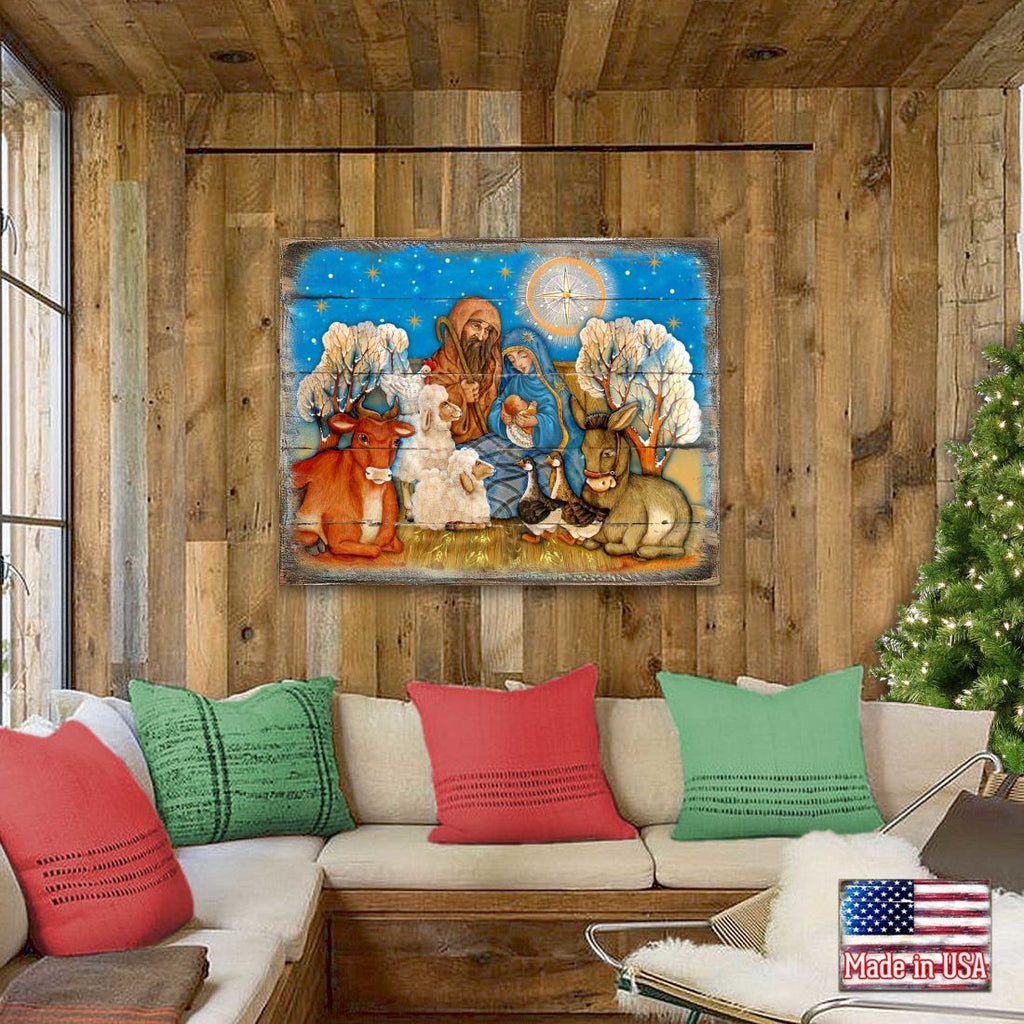 Nostalgic Nativity Wooden Wall Art by G. DeBrekht - Nativity Holiday Decor - 8673852B