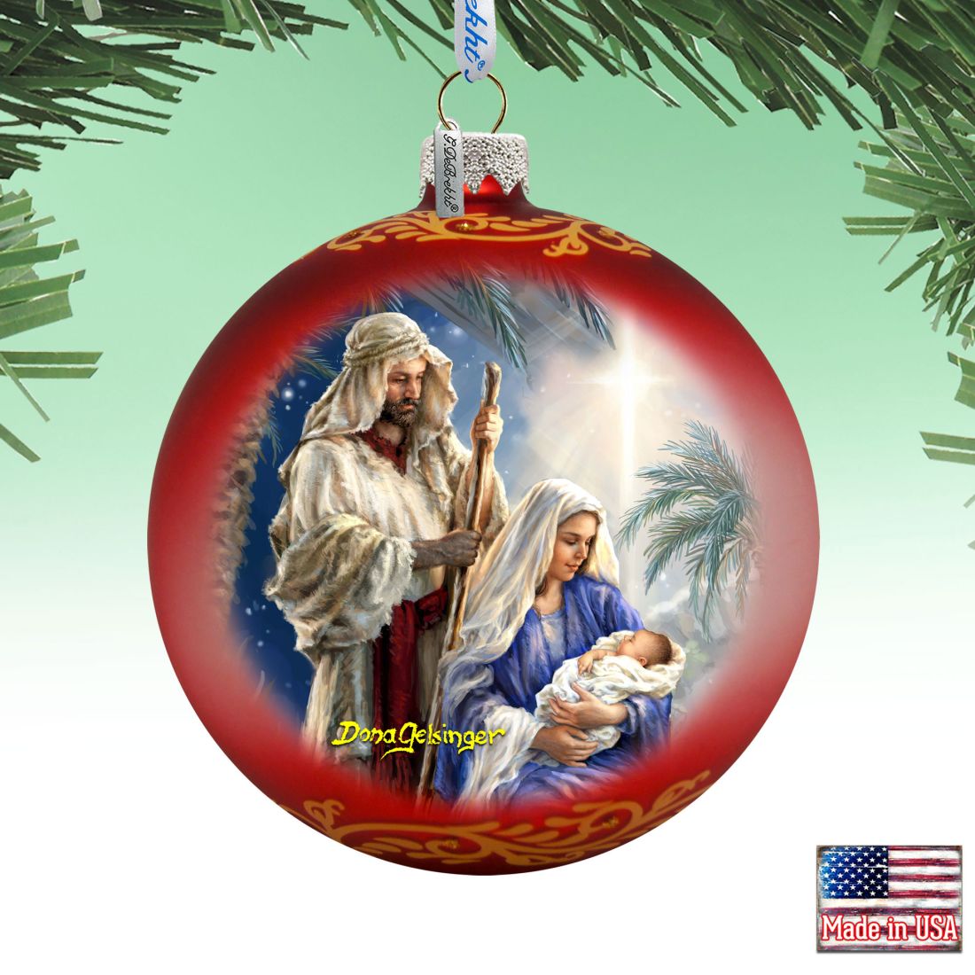Holy Night Glass Ornament Limited Edition by D. Gelsinger - Nativity Holiday Decor - 73894R-DG