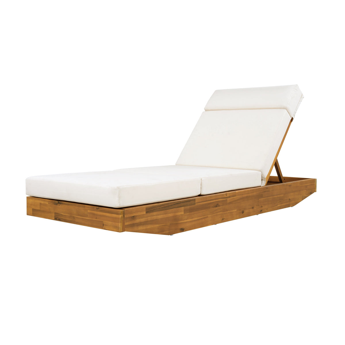 Modern Acacia Wood Outdoor Chaise Lounge