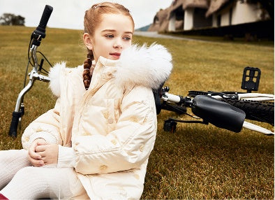 Children's Thickened Korean Large Fur Collar Medium Length Down Jacket