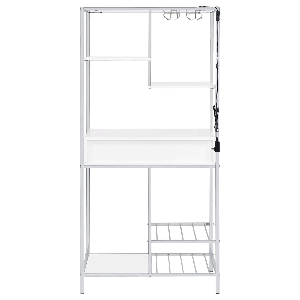 Draper - 5 Shelf LED Wine Cabinet With Pull Out Drawer - Gloss White