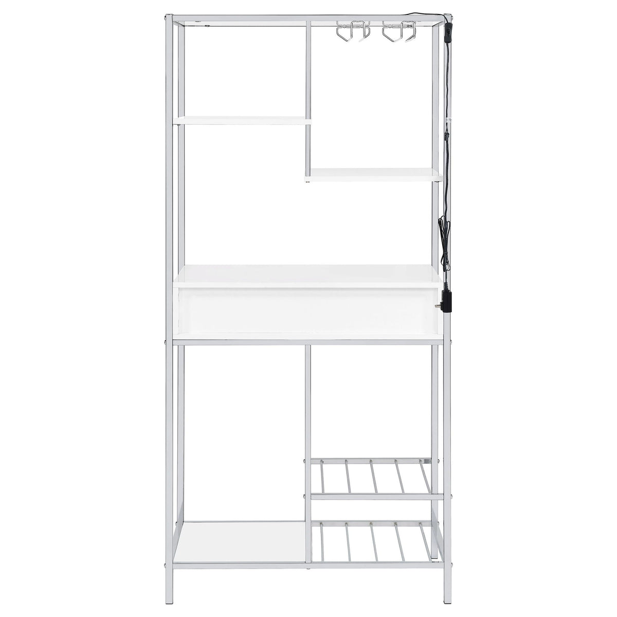 Draper - 5 Shelf LED Wine Cabinet With Pull Out Drawer - Gloss White