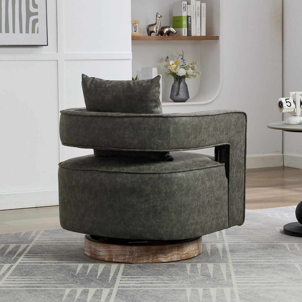 29.1"W Swivel Accent Open Back Barrel Chair