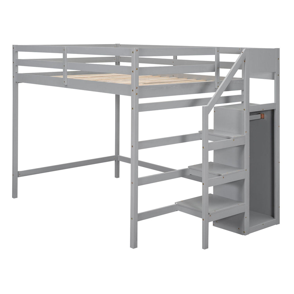 Loft Bed With Built In Storage Wardrobe And Staircase