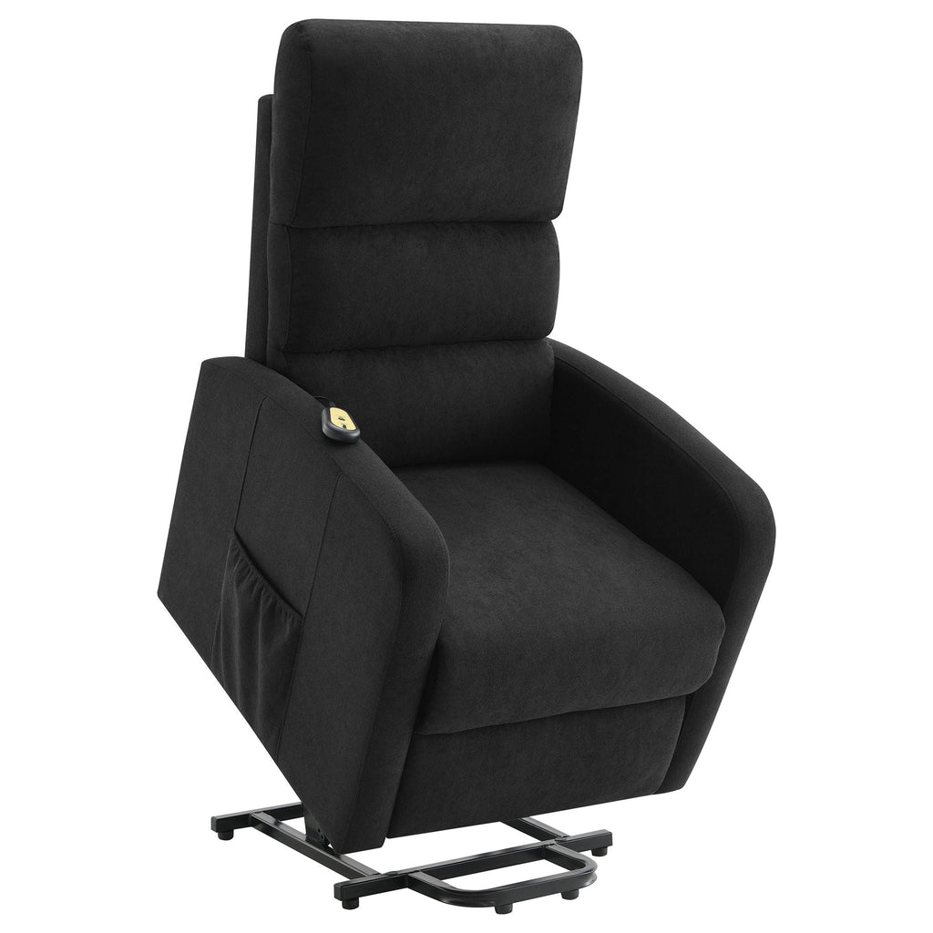 Royston - Upholstered Power Lift Recliner With Remote Comfort - Black