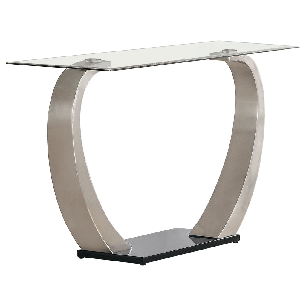 Lana - Satin Glass Top Base Console Table - Silver