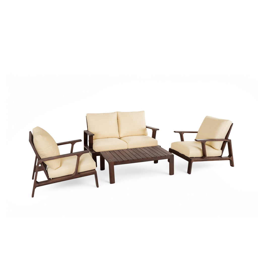 4 Pieces Outdoor Sofa Set with Cushions and Coffee Table