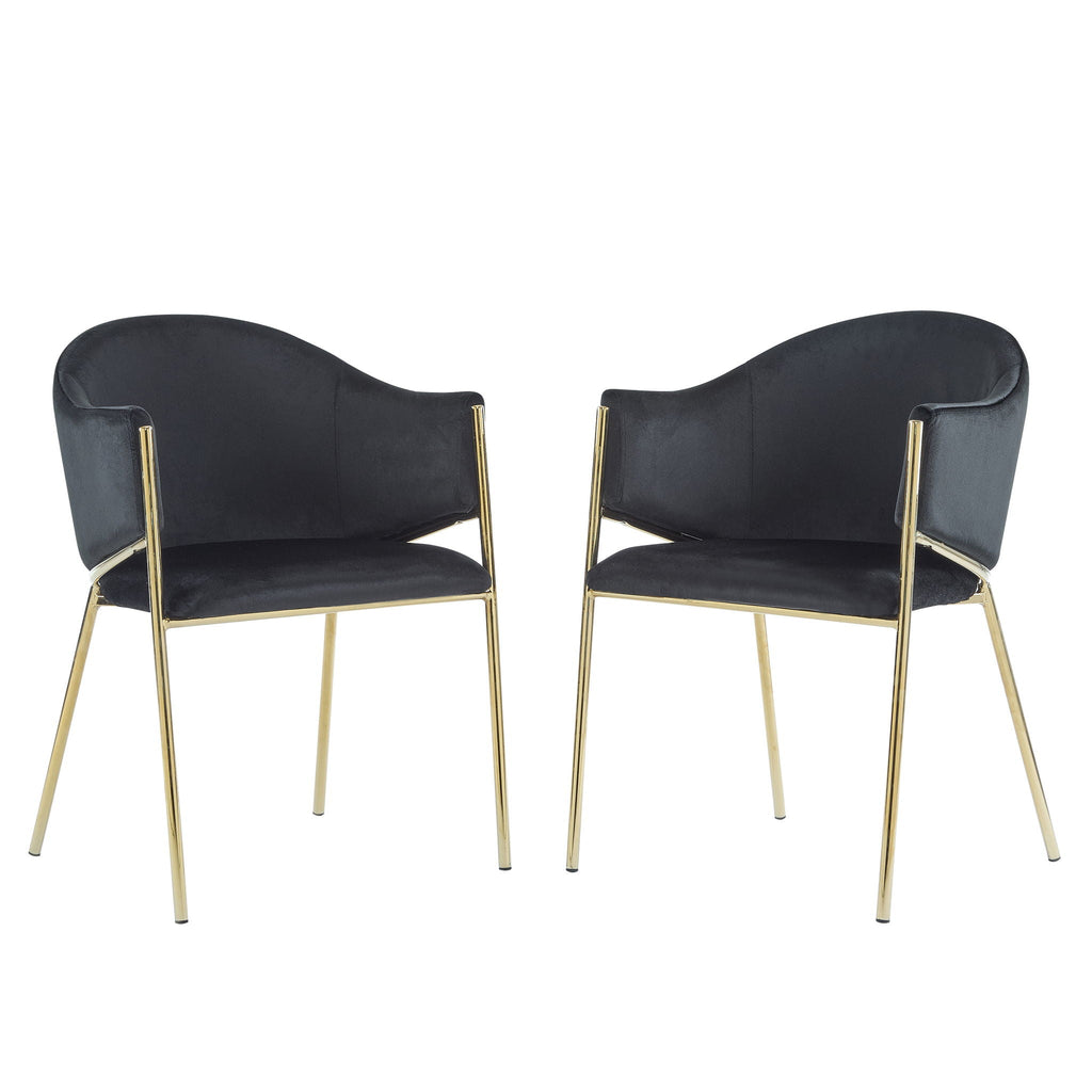 Modern Upholstered Dining Chair With Plush Velvet and Metal Frame