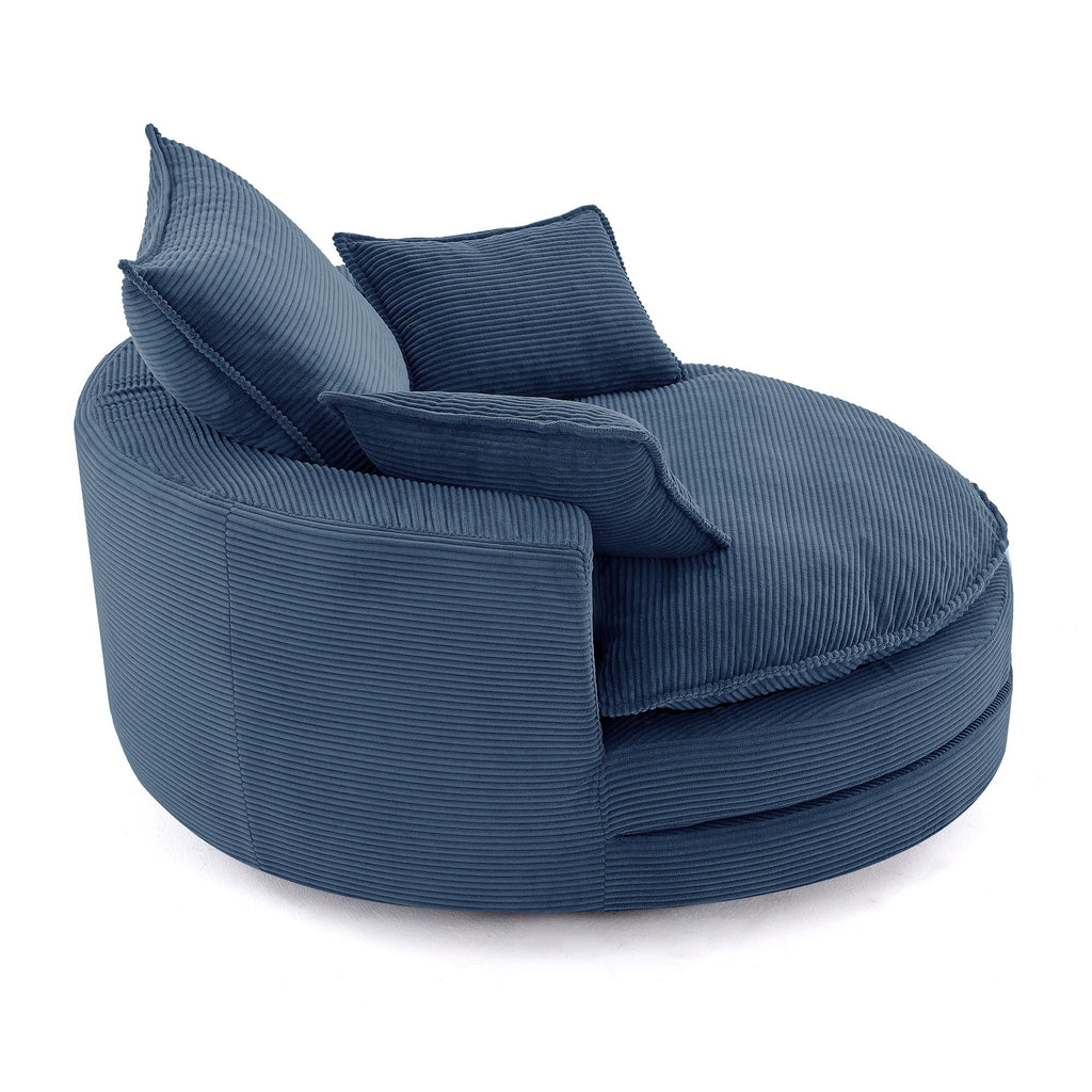 360° Swivel Accent Barrel Chair With Dual Layer Cushion And 3 Removable Pillows