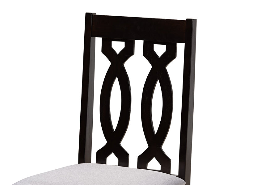 Baxton Studio Callie Modern and Contemporary Grey Fabric Upholstered and Dark Brown Finished Wood 5-Piece Dining Set