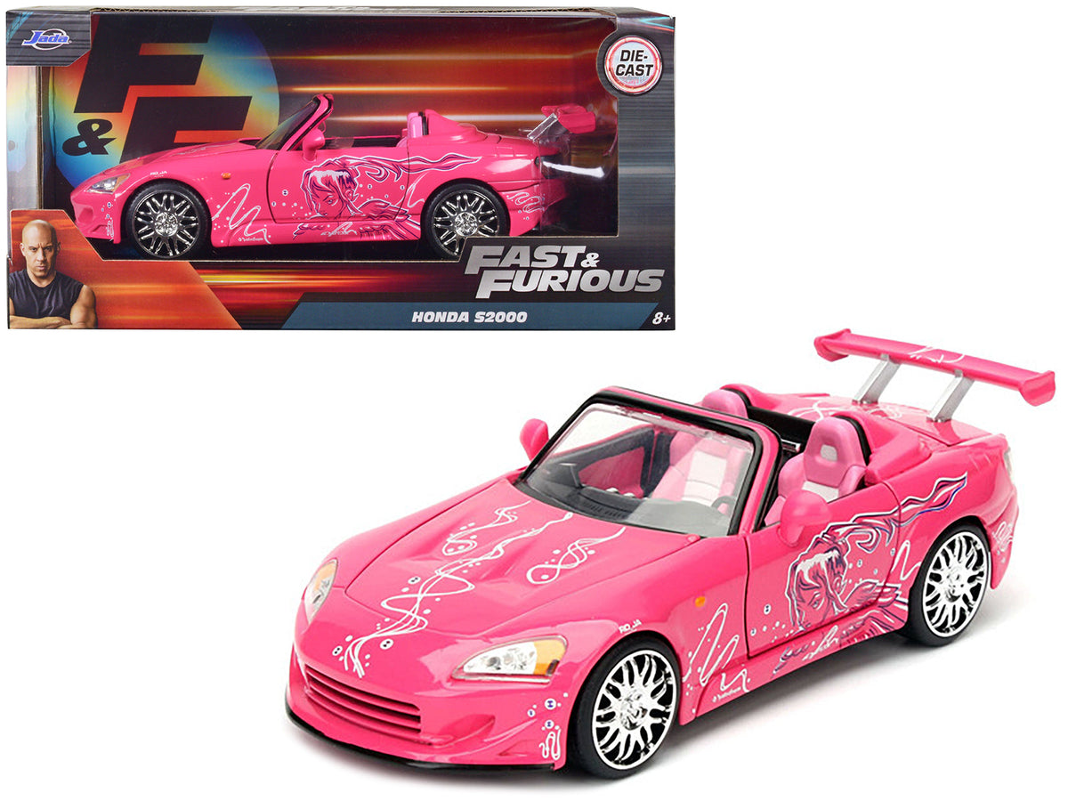 Suki's 2001 Honda S2000 Convertible Pink with Graphics "Fast & Furious" Movie 1/24 Diecast Model Car by Jada