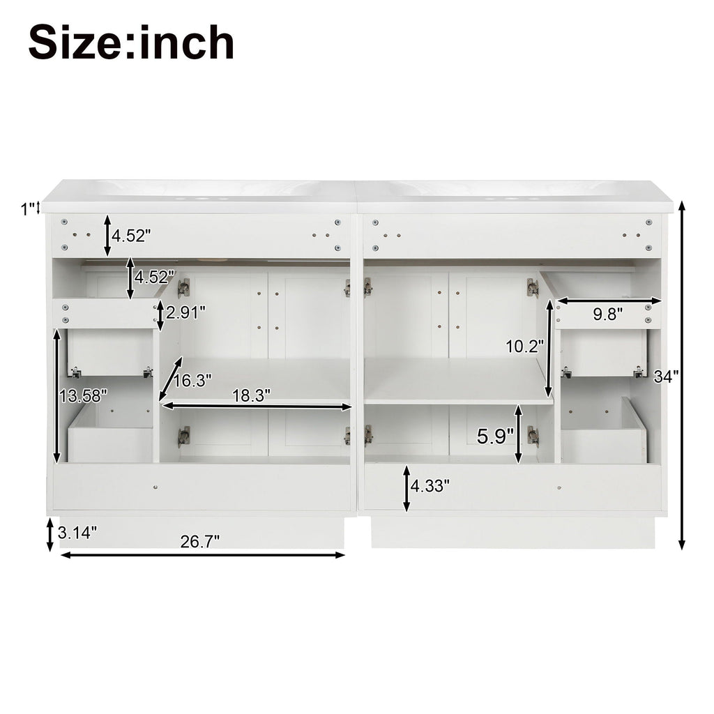 Bathroom Vanity With 2 Doors, 2 Drawers, Adjustable Shelf, Hidden Slides & Soft Close Hinges