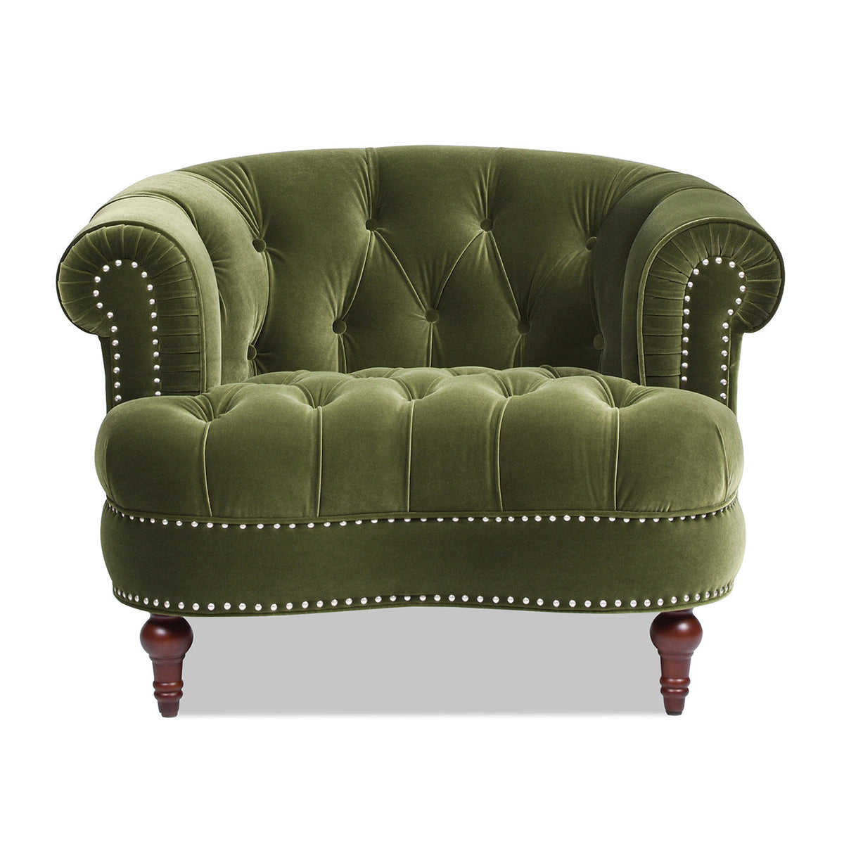 La Rosa Victorian Tufted Upholstered Accent Chair, Olive Green Performance Velvet