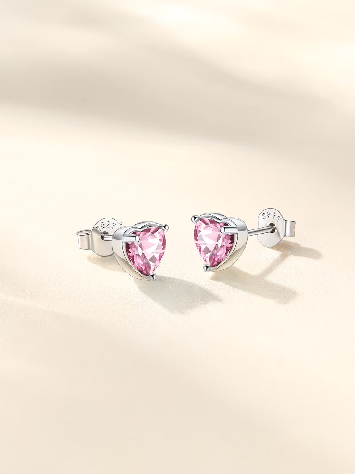 Silver Earrings for Women 925 Sterling Silver Heart Birthstone Stud Earrings Birthday Jewelry Gift