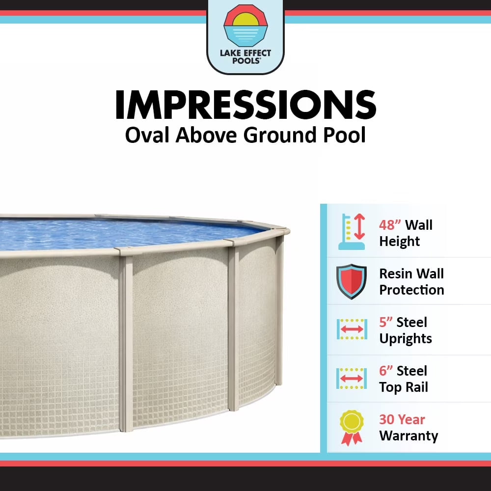 Impressions 18' X 33' Oval 48" Wall Above-Ground Swimming Pools, Full Start-Up Kit