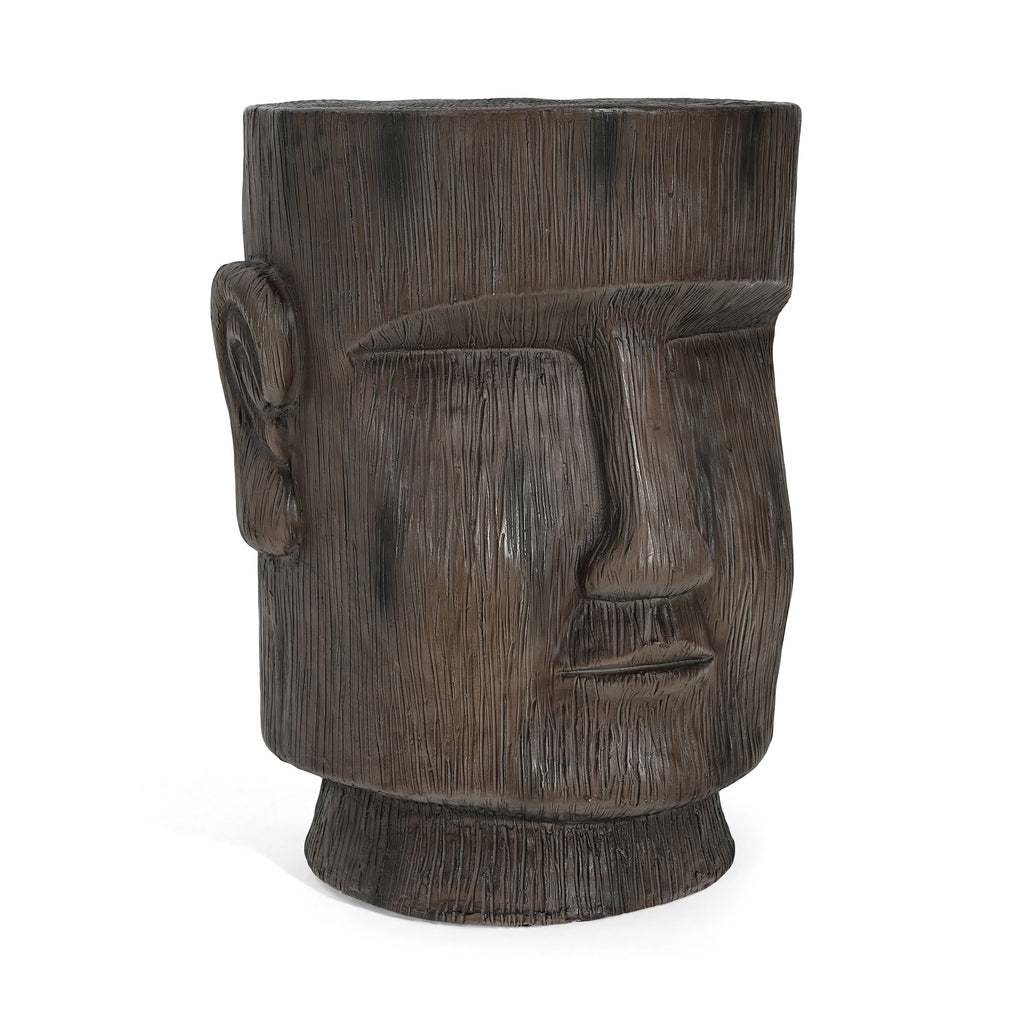 Outdoor Side Table Easter Island Moai Statue Pedestal
