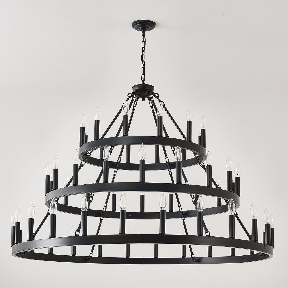 39.37 Inch 3-Tiers Wagon Wheel Chandelier