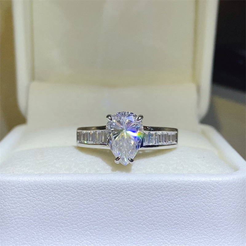 3 Carat Pear-Cut Sparkala™ Pure Sterling Silver Ring