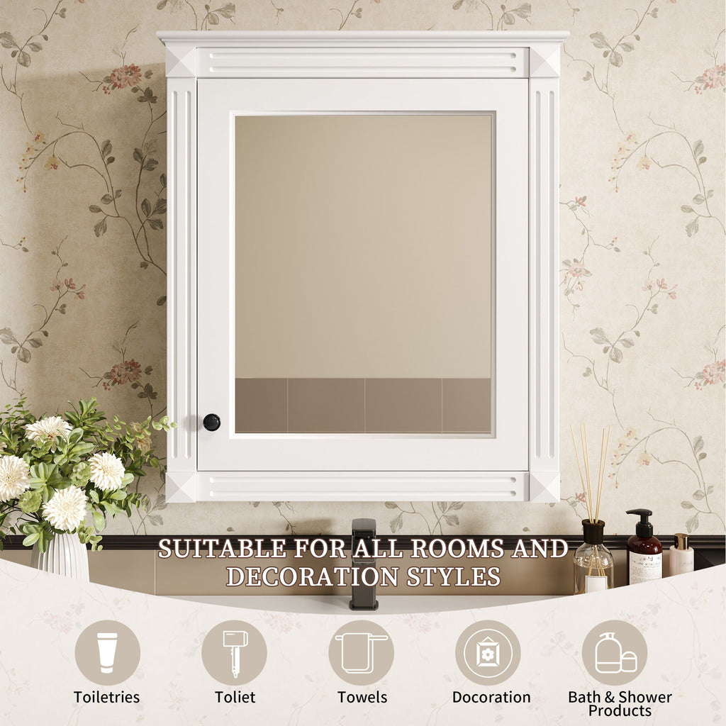 Wall Mounted Bathroom Storage Cabinet With Mirror, Medicine Cabinet With Height Adjustable Shelf