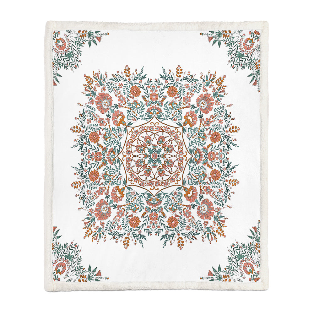 Chinese Floral Flannel Blanket – Soft Printed Throw in Multiple Sizes