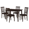 Stan - 5 Piece Dining Set With Rectangular Table And Slat Back Chairs - Cappuccino