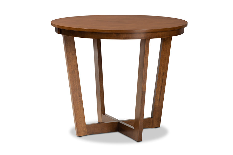 Baxton Studio Andi Modern and Contemporary Grey Fabric Upholstered and Walnut Brown Finished Wood 5-Piece Dining Set