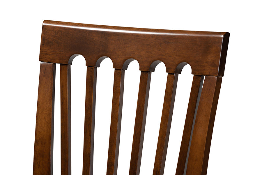 Baxton Studio Andi Modern and Contemporary Grey Fabric Upholstered and Walnut Brown Finished Wood 5-Piece Dining Set
