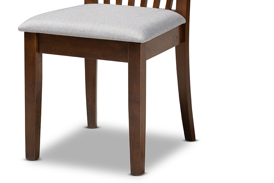 Baxton Studio Bailey Modern and Contemporary Grey Fabric Upholstered and Walnut Brown Finished Wood 5-Piece Dining Set