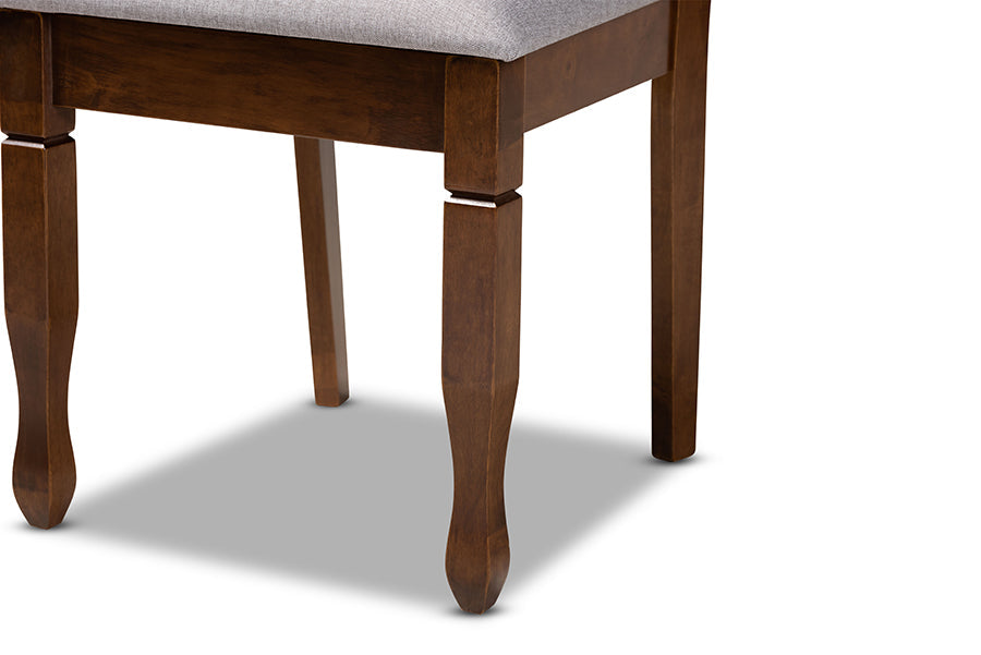 Baxton Studio Aggie Modern and Contemporary Grey Fabric Upholstered and Walnut Brown Finished Wood 5-Piece Dining Set
