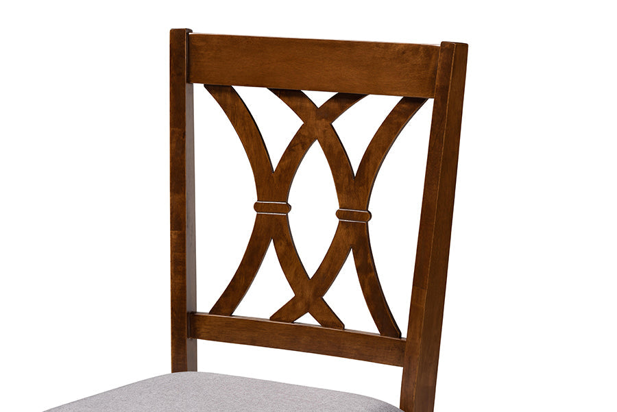 Baxton Studio April Modern and Contemporary Grey Fabric Upholstered and Walnut Brown Finished Wood 5-Piece Dining Set