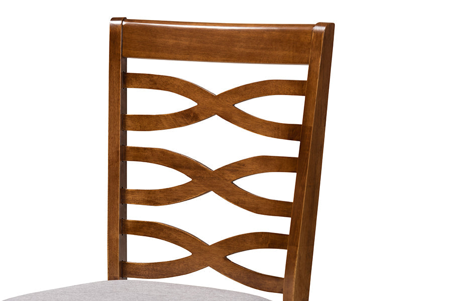 Baxton Studio Ariane Modern and Contemporary Grey Fabric Upholstered and Walnut Brown Finished Wood 5-Piece Dining Set