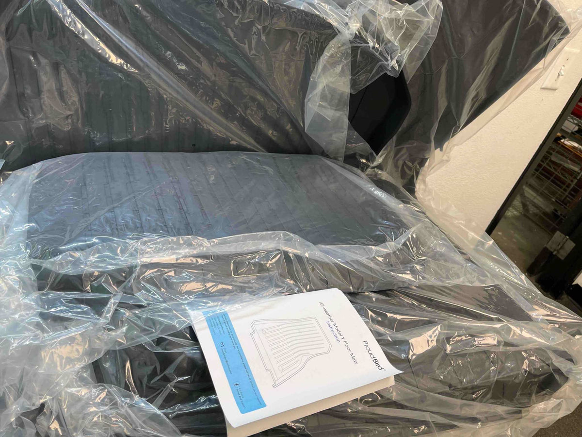Proud Bird 4.1 1 i (8) Tesla Model Y Floor Mats 2023-2021 (5-Seater), Pure TPE, All Weather Floor Mats Tesla Accessories Model Y Trunk Mat & Floor Mat
