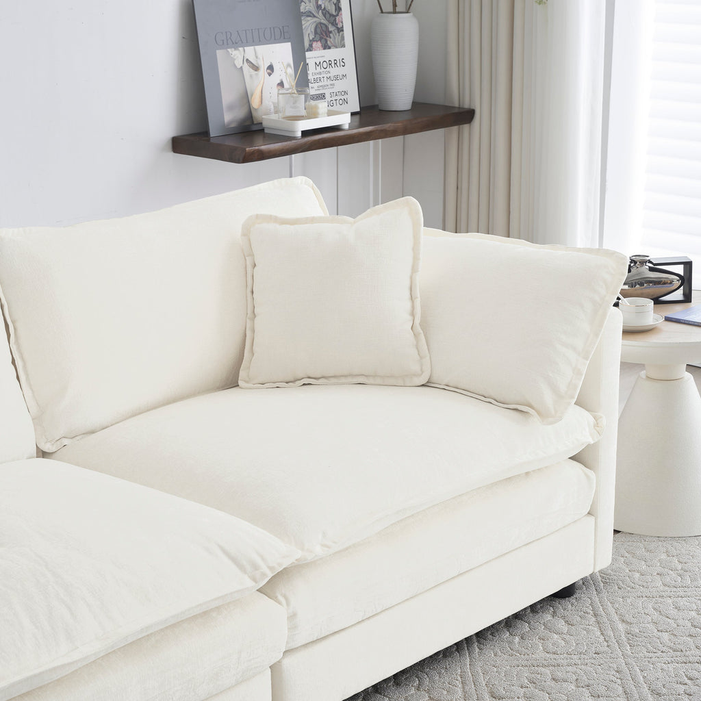 Mid-Century Modern Couch 3-Seater Sofa with Chenille Fabric