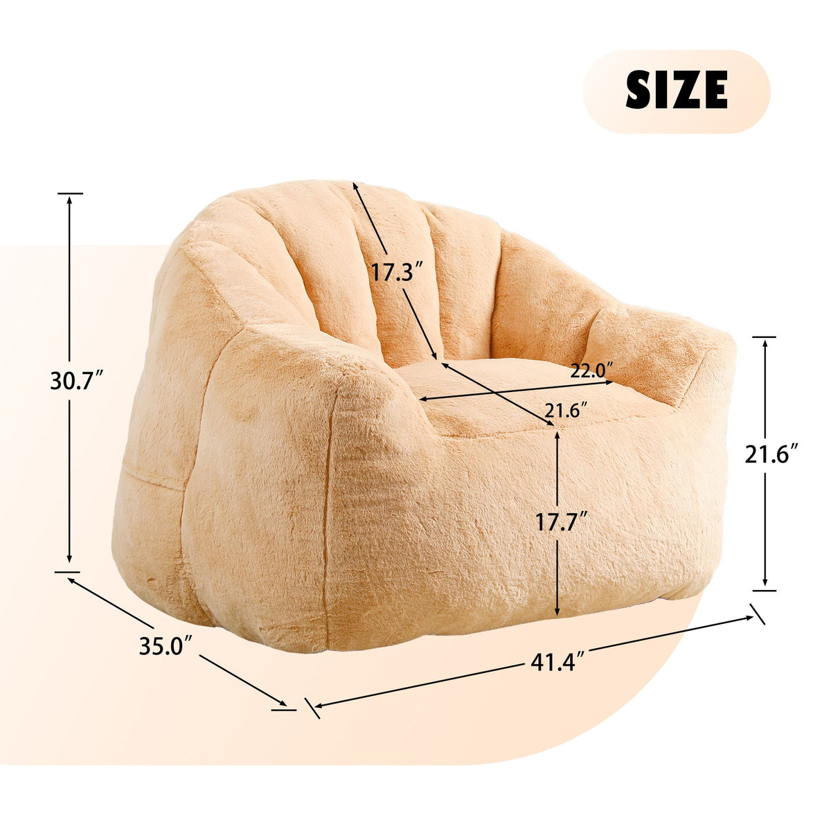 Beanbag Chair, Beanbag Sofa Chair With Armrests Stuffed High Density Foam