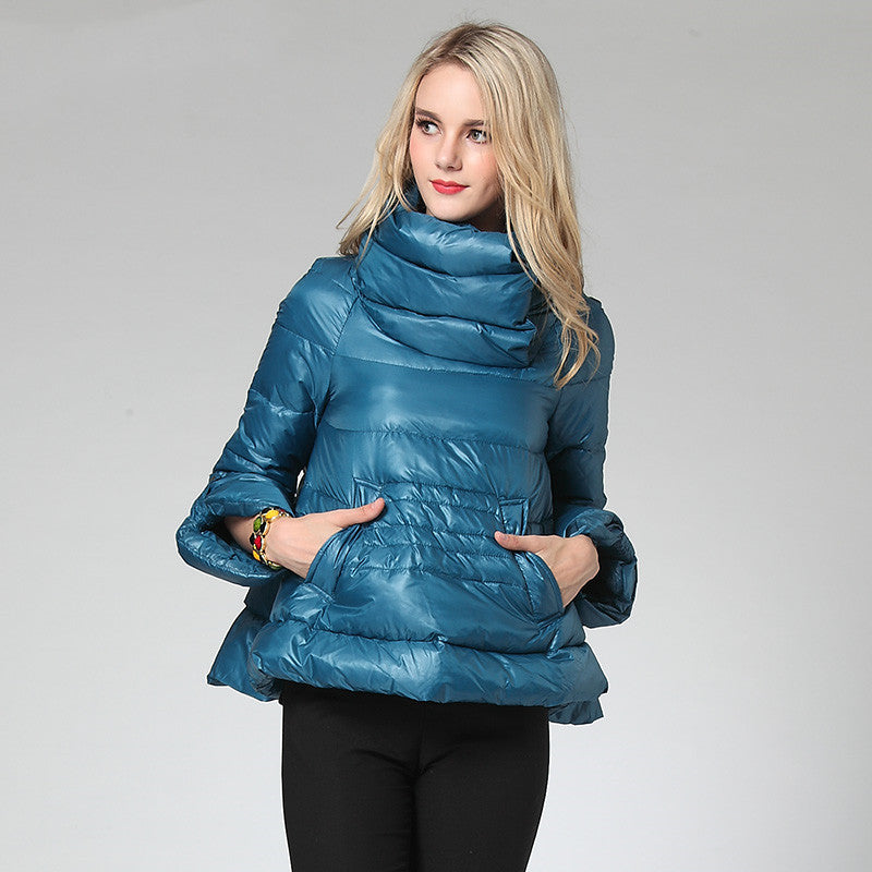 Down Jacket Women's Winter Fashion White Duck Down A- Line Plus Size Lightweight Thermal Turtleneck Down Jacket One Piece Dropshipping