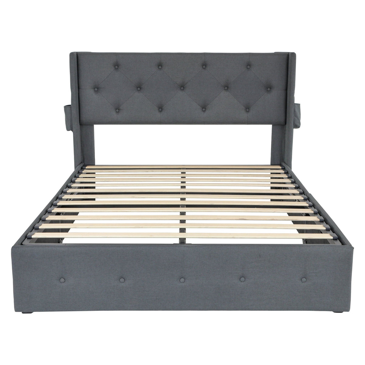 Bed With Gas Lift Storage, USB Ports