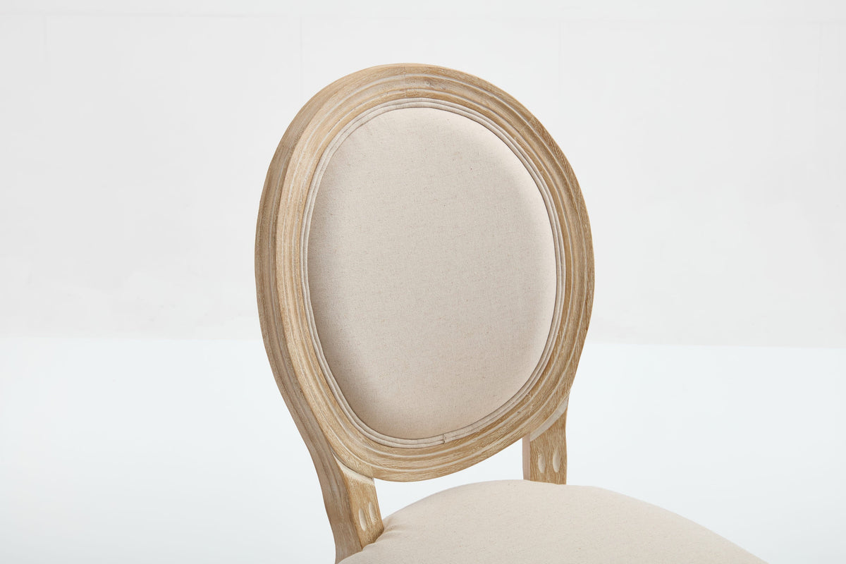 French Country Dining Chairs Set of 2 with Upholstered Round Back