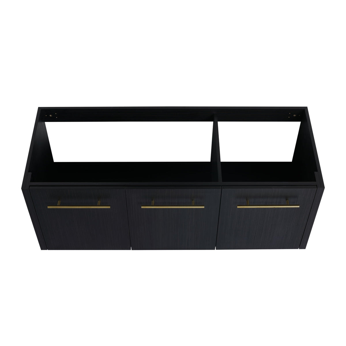 Contemporary 48" Wall Mounted Bathroom Vanity With Resin Sink And Soft Closing Doors And Line - Black Chestnut