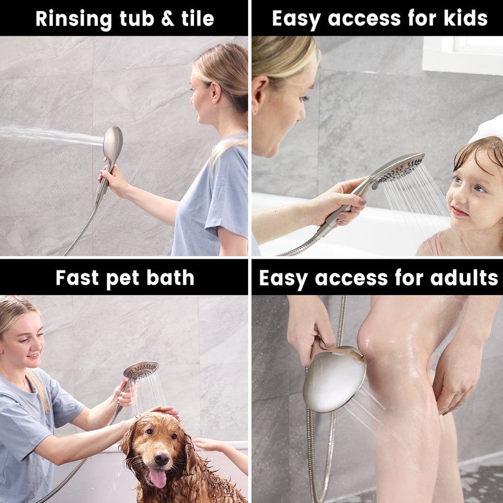 Rain Shower Faucet Set with Handheld Shower Head, 13" High Rise Arm & Valve