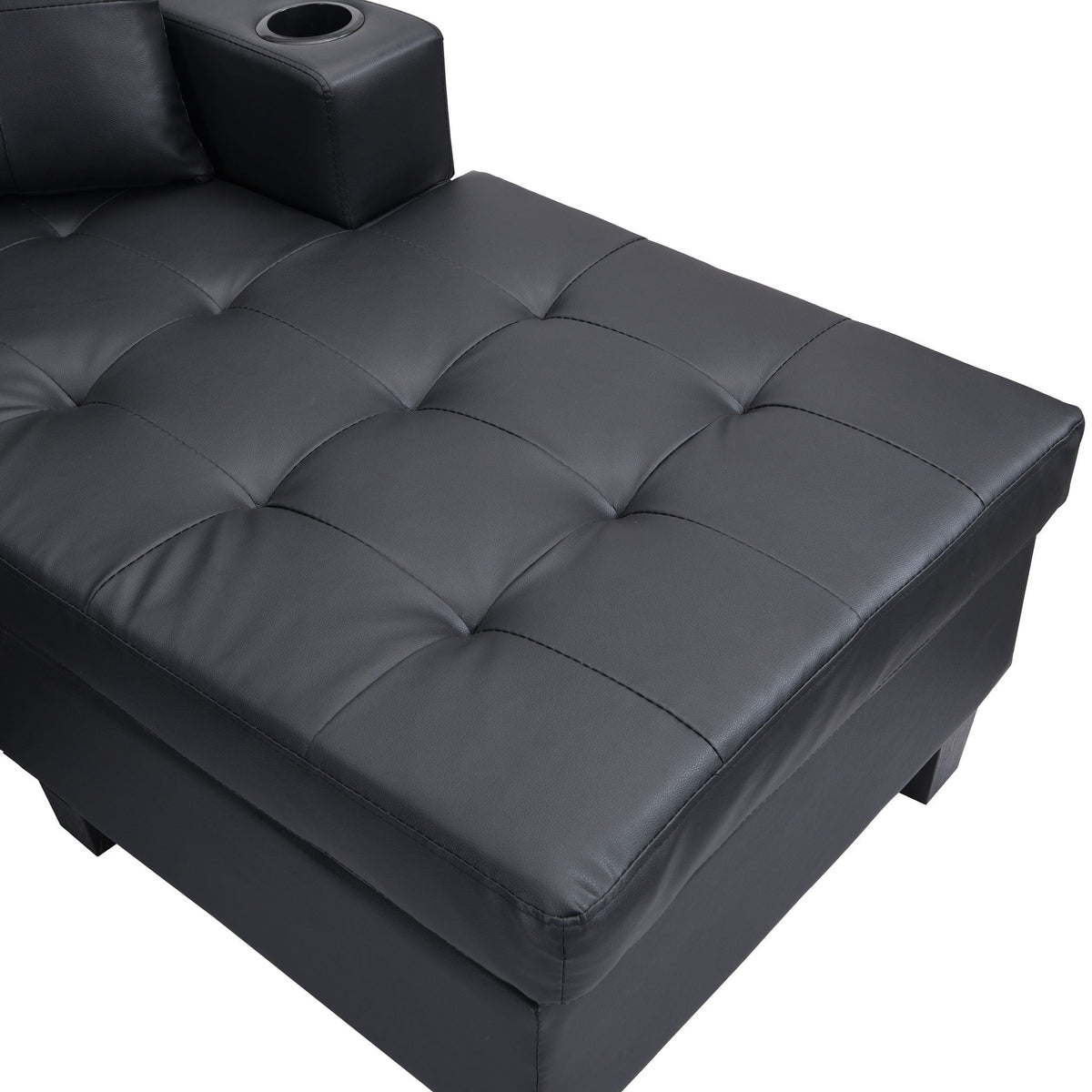 Modern Sectional Sofa Set With L Shape Chaise Lounge, Cup Holder, 4 Seat