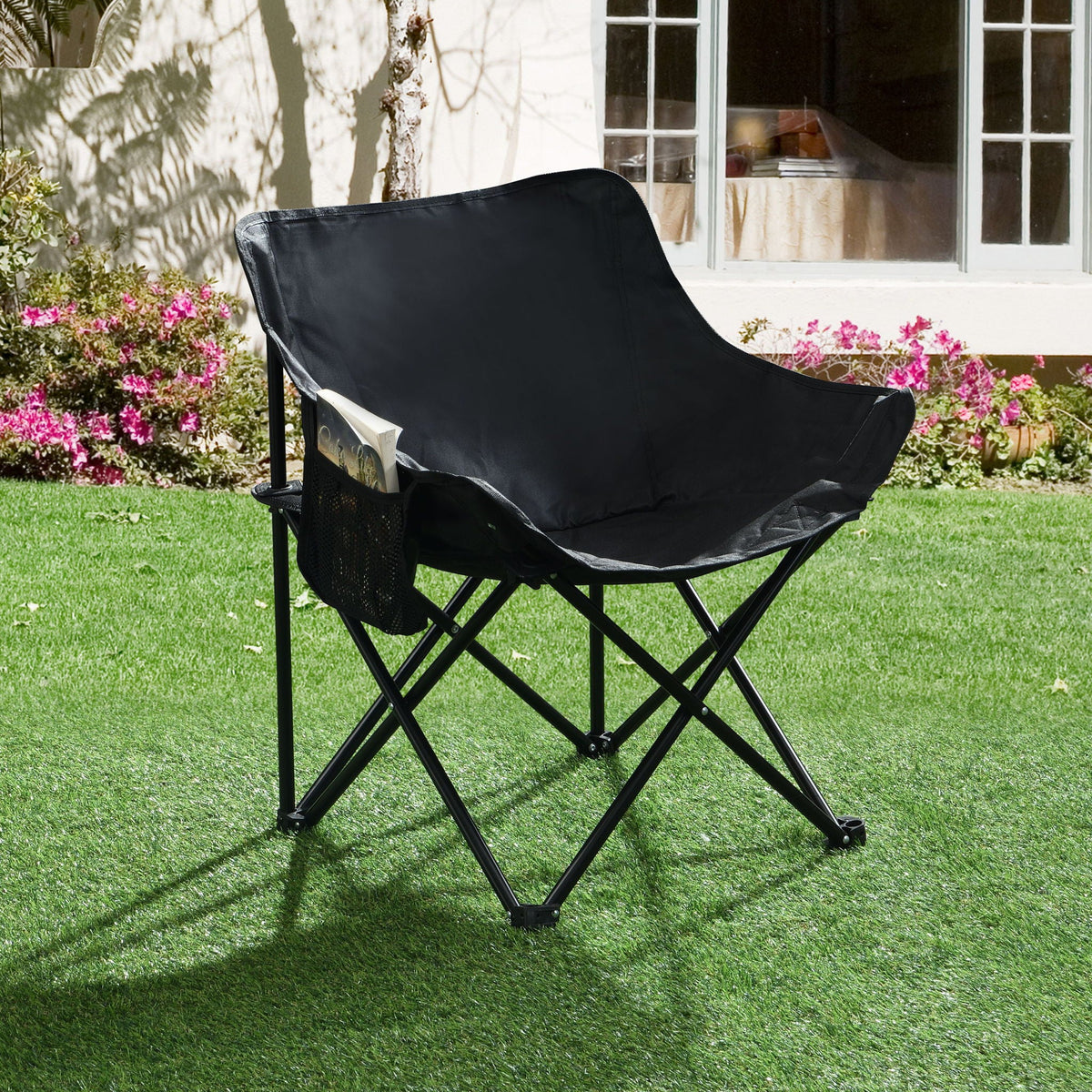 2 Pieces Outdoor Camping Chairs Folding / Portable, Comfortable Seating, Durable Steel Fram
