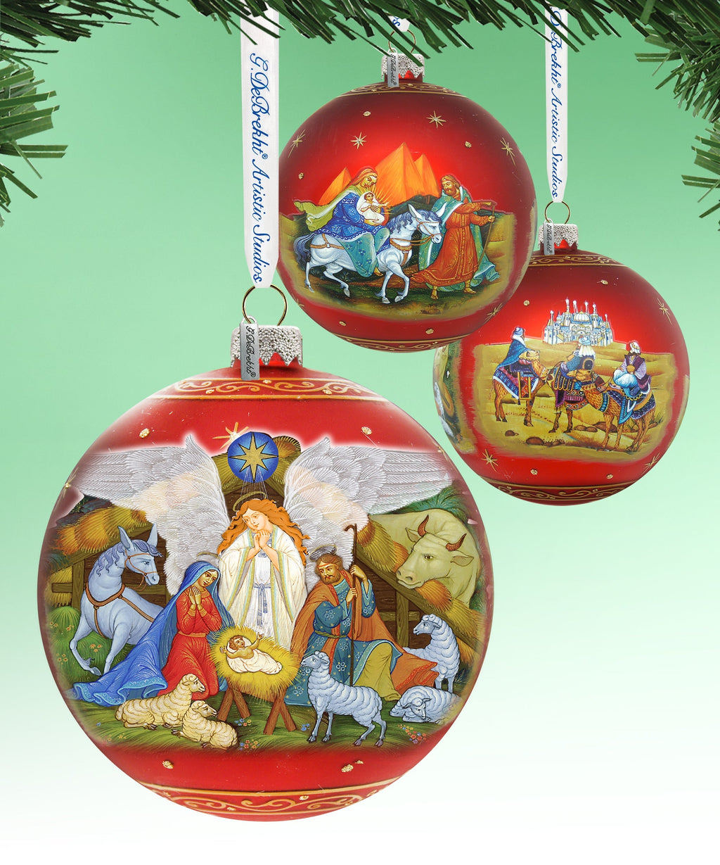 Limited Edition, Oversized Guarding Light Iconic Nativity Ball Glass Ornament, Christmas Decor - 73860 by G. DeBrekht