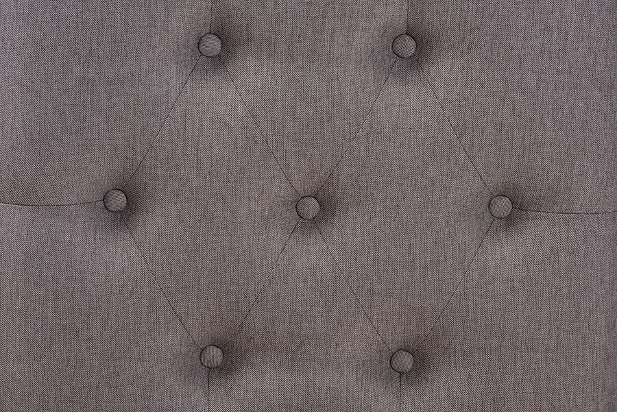 Baxton Studio Naeva Mid-Century Modern Grey Fabric Upholstered Walnut Finished Wood Footstool
