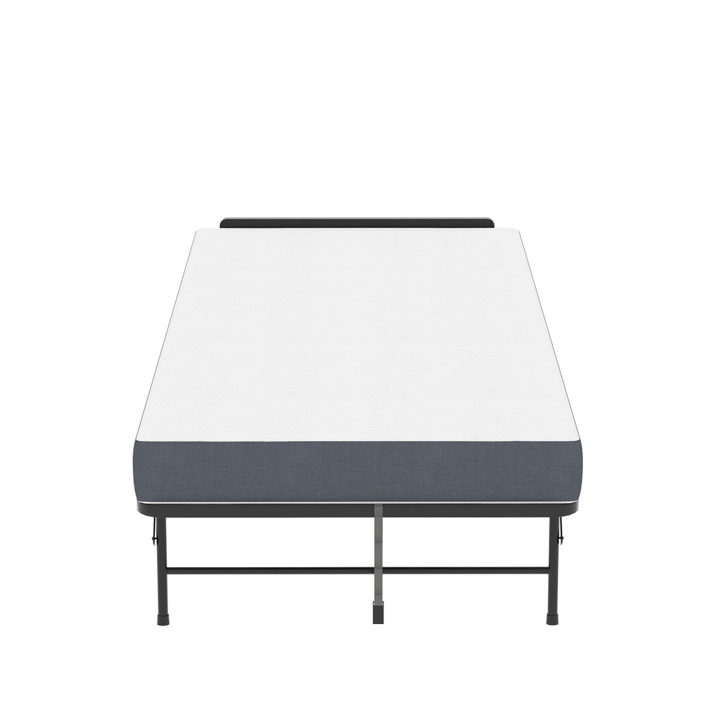 Twin Folding Bed With Adjustable Headboard, Memory Foam For Tall People, Heavy-Duty Portable On Wheels, Easy Assembly - Black