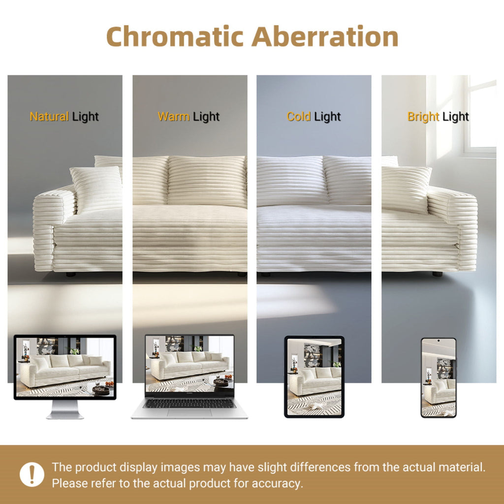 Deep Seat Convertible Sofa With Soft Pillows And Ottomans