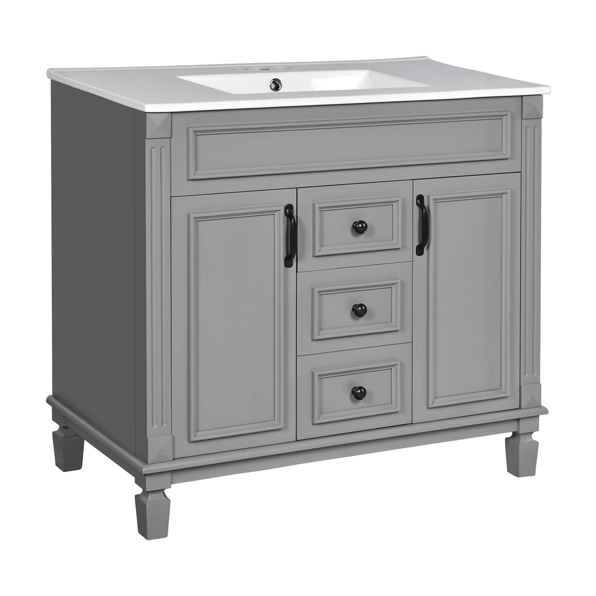 Bathroom Vanity With Top Sink and Soft-Closing Storage